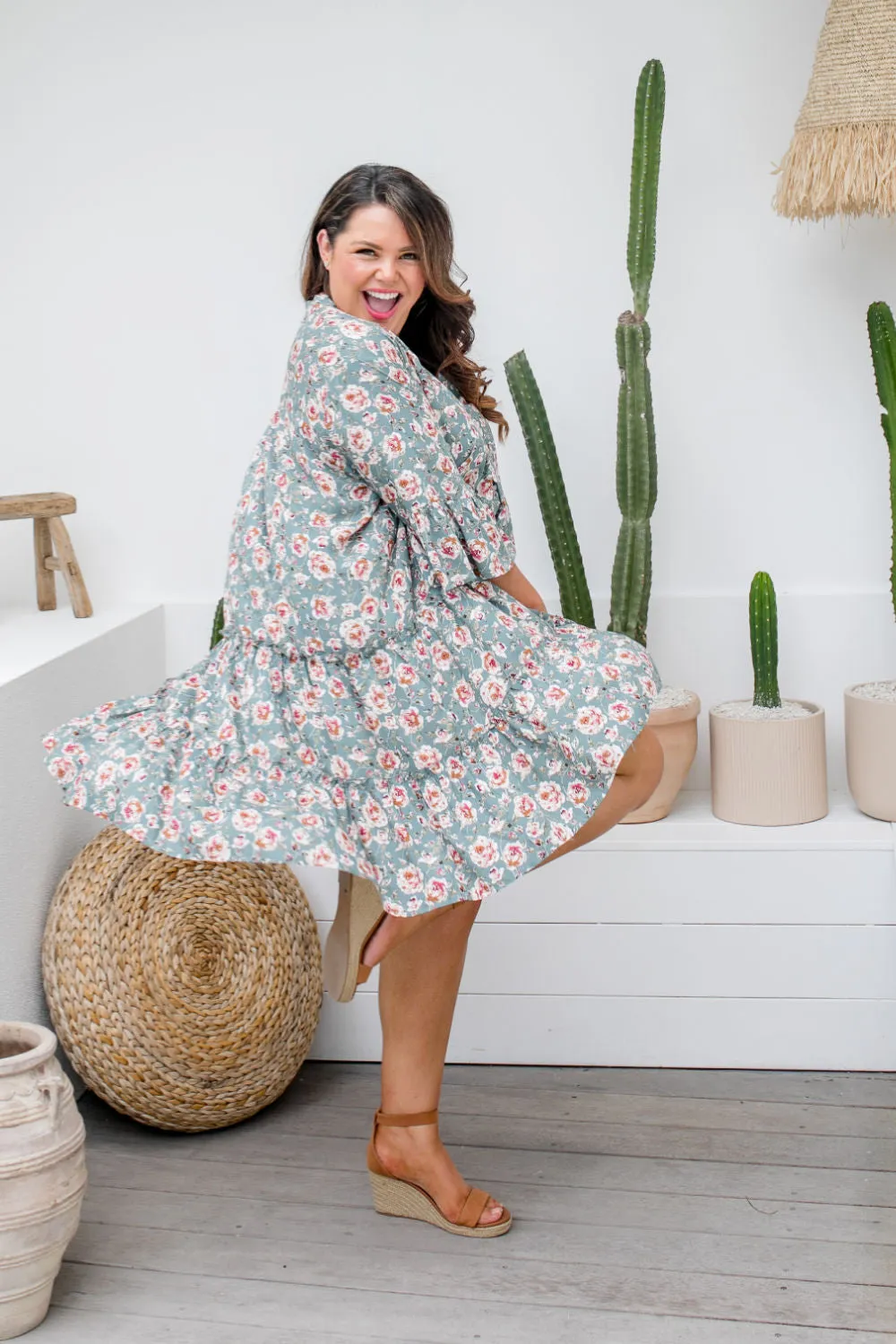 Grey Floral Dress