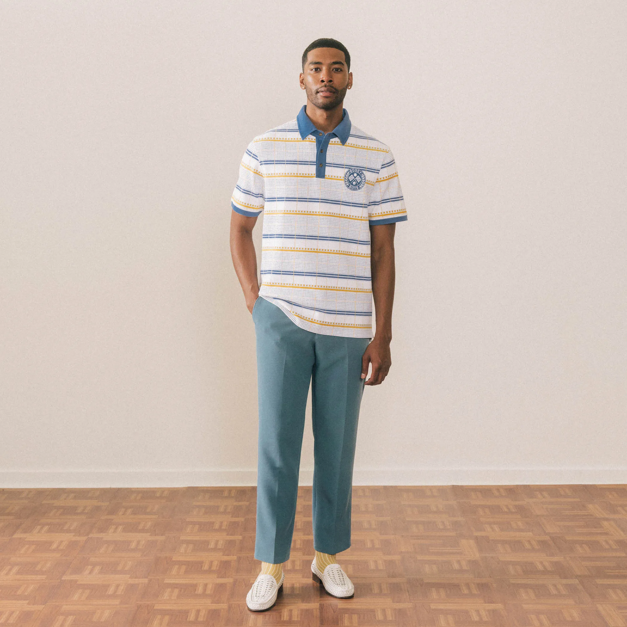 Grid Plaid Polo - Koi Blue Plaid