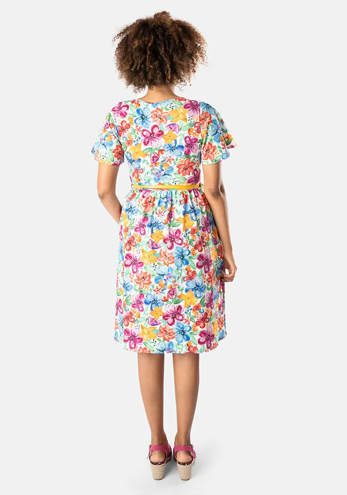 Hannah Watercolour Floral Print Cotton Dress