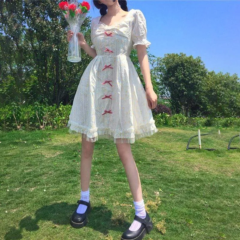 Harajuku Mid-length Floral Dress