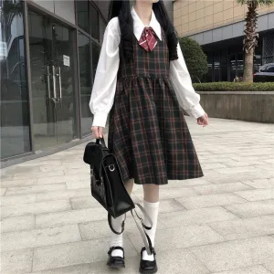 Harajuku Sleeveless Plaid Dress