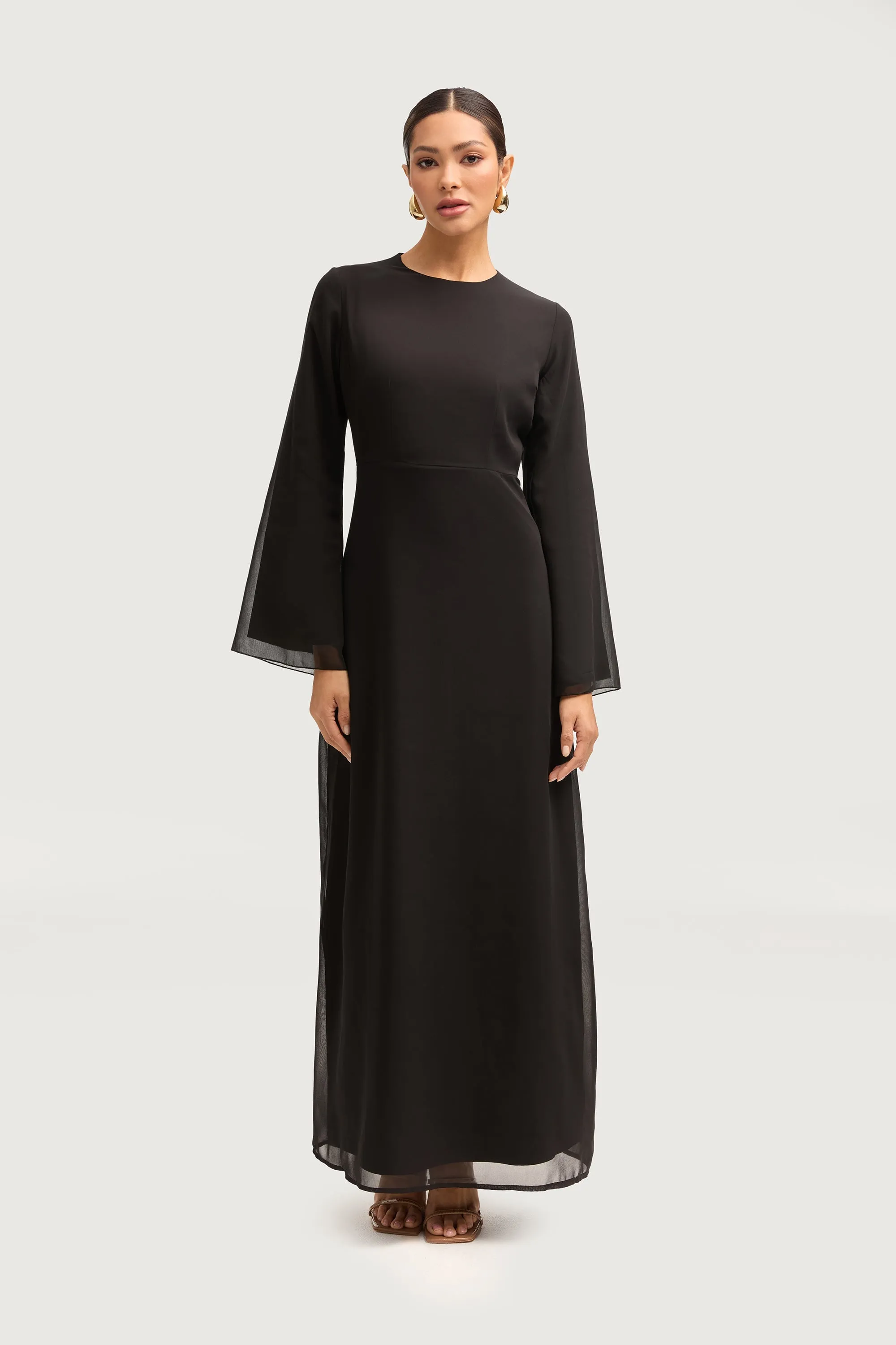 Hawa Two Piece Abaya & Dress Set - Black