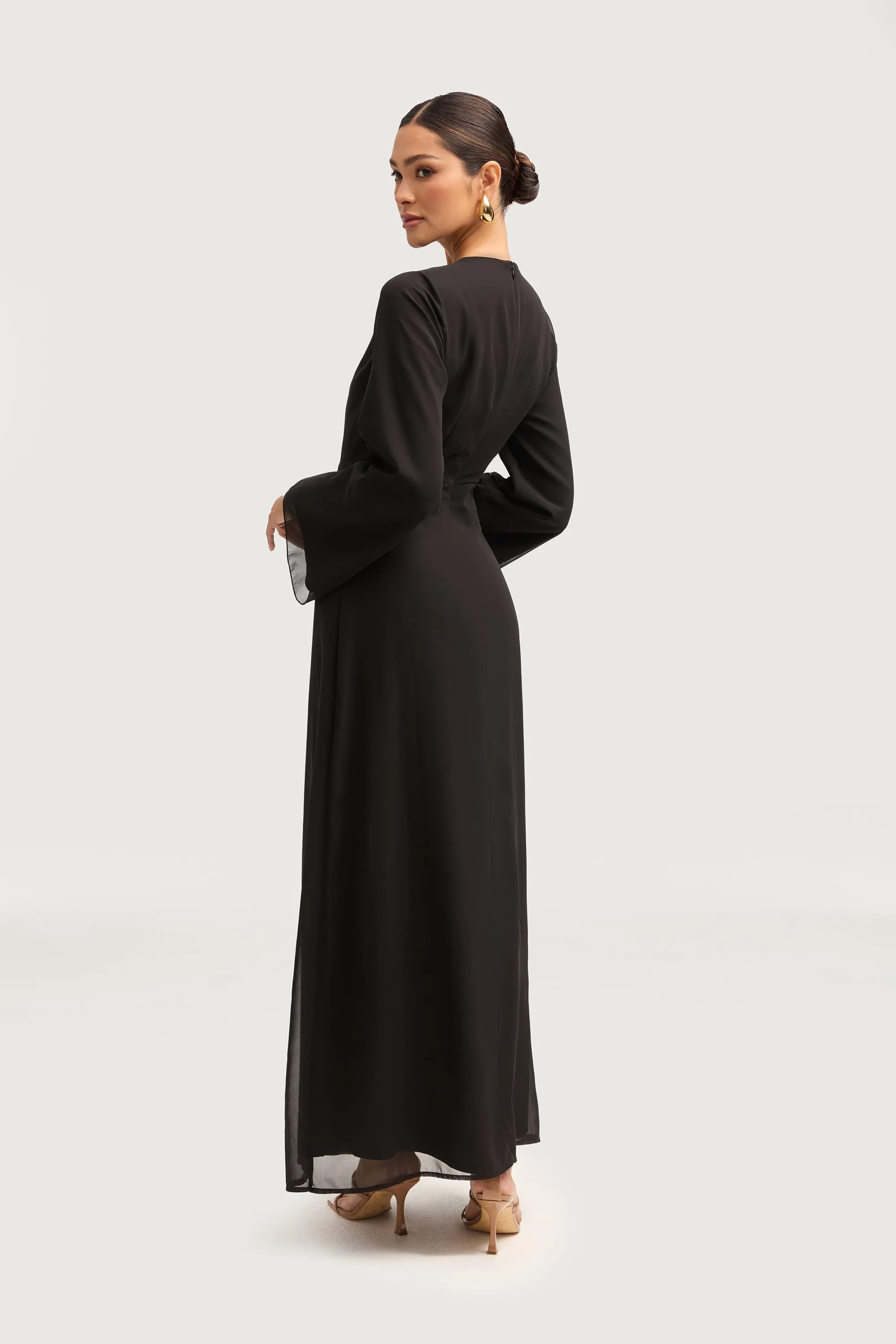 Hawa Two Piece Abaya & Dress Set - Black