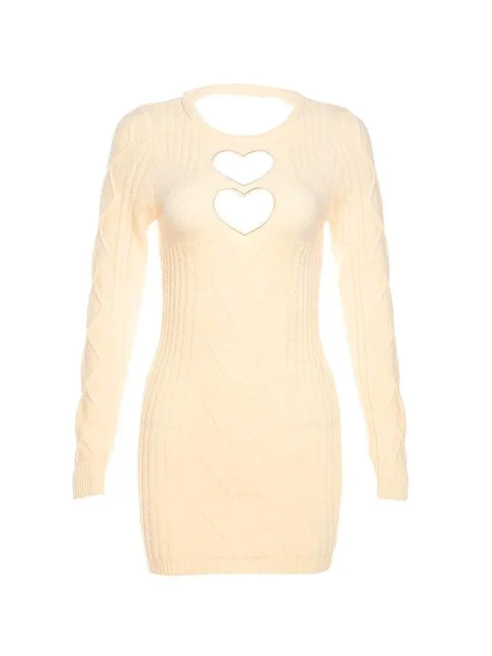 Heart Cutout Backless Knit Mini Dress