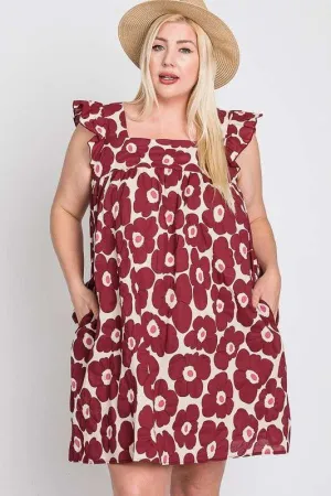 HI Curvy Plus Size Women Flora Print Baby Doll Flare Dress