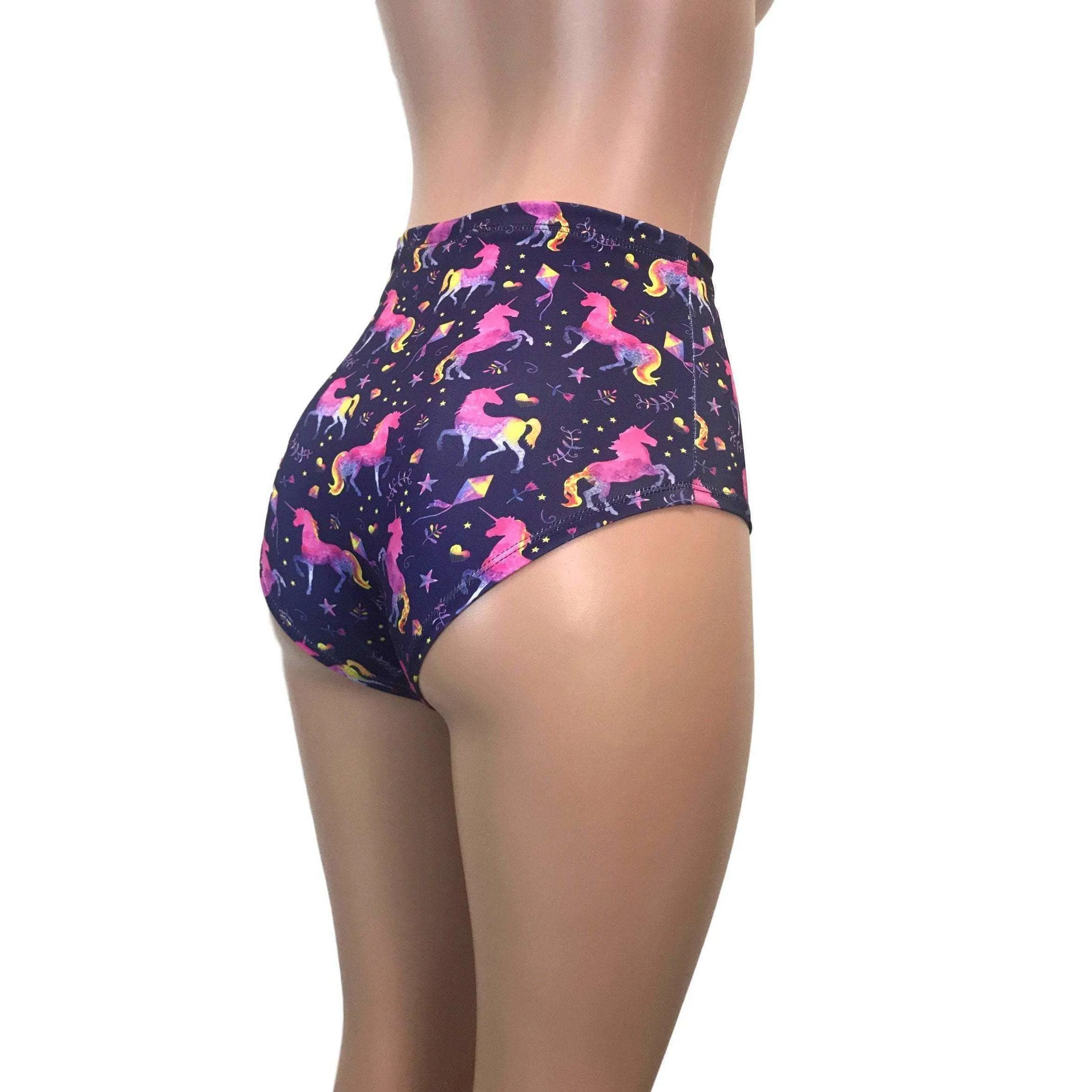 High Waist Hot Pants - Unicorns