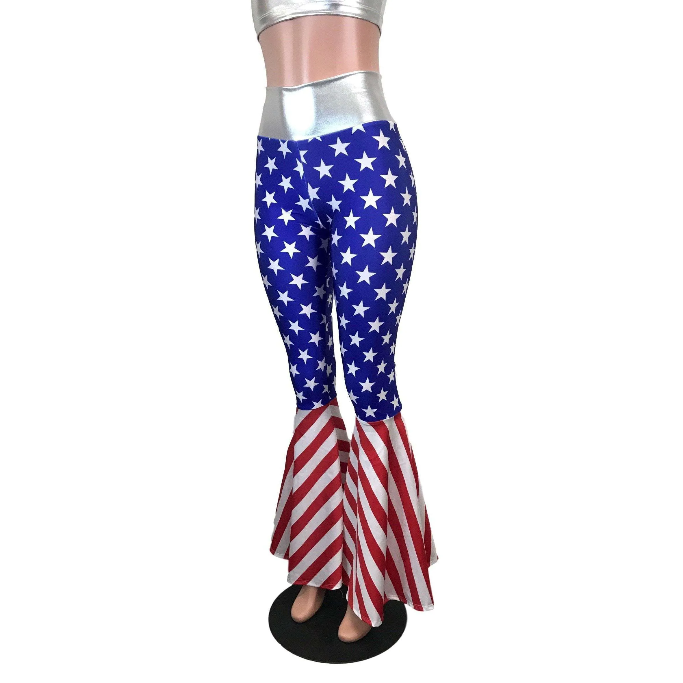 High Waisted Bell Bottom Flares - Stars & Stripes Flag