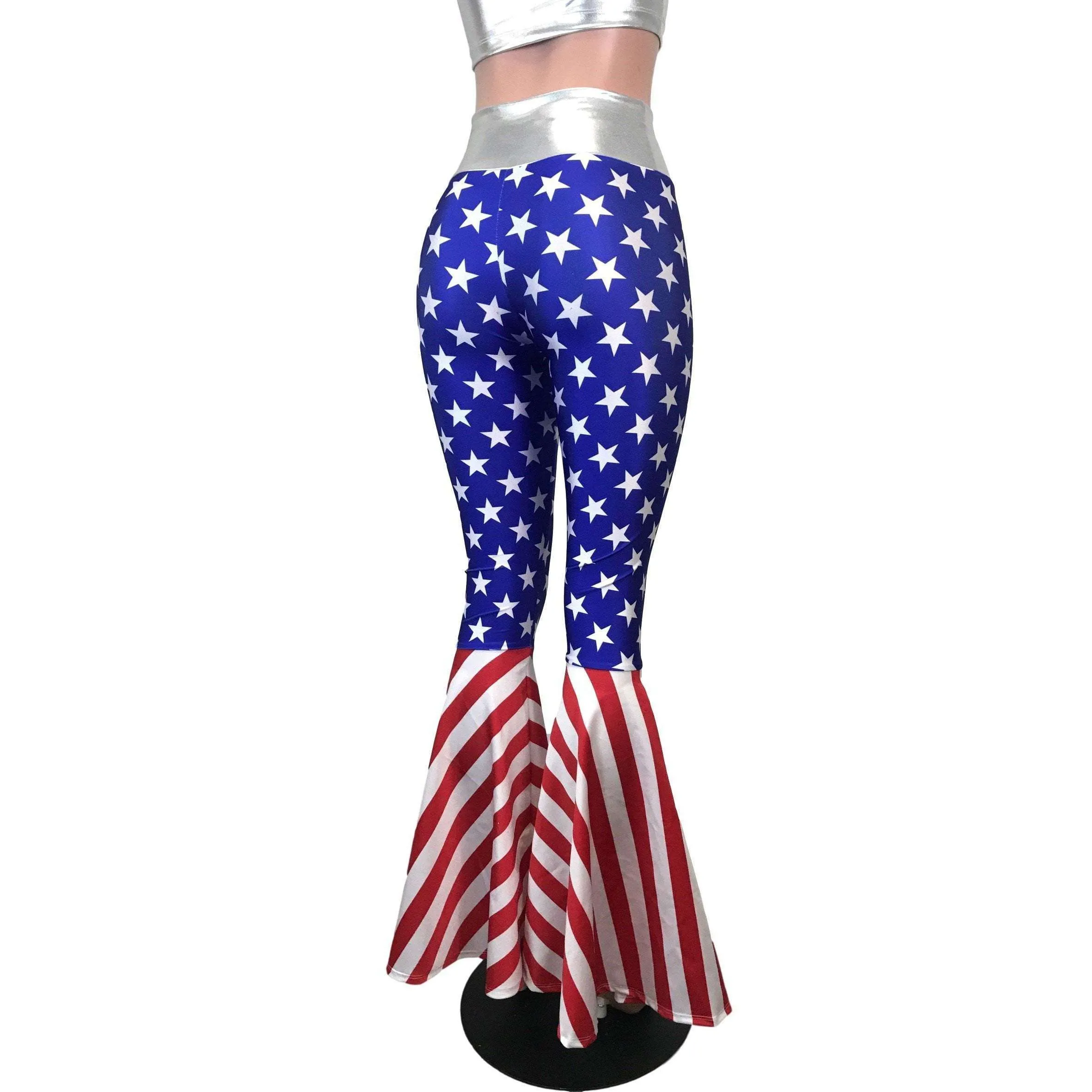 High Waisted Bell Bottom Flares - Stars & Stripes Flag