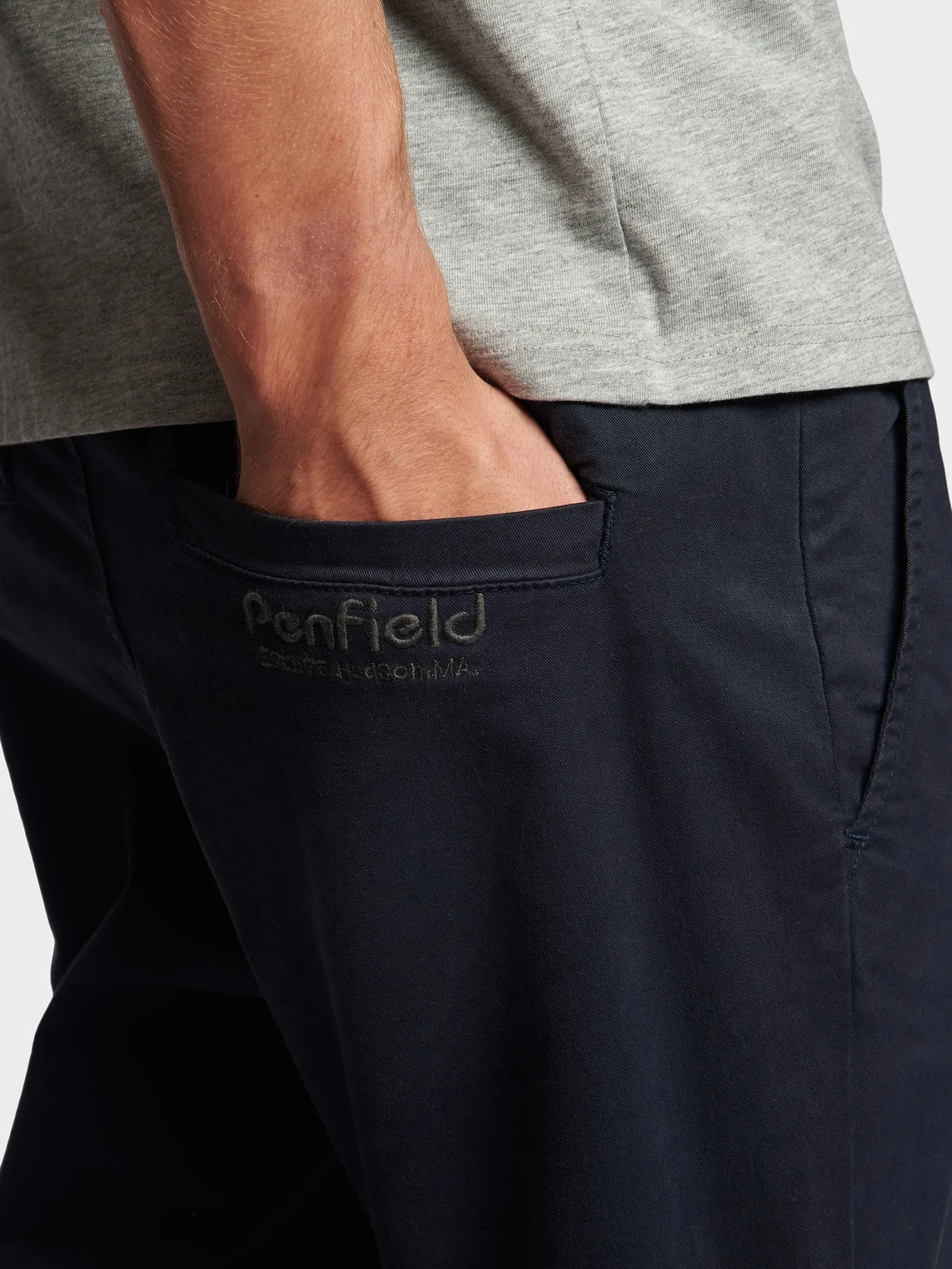 Hudson Script Elasticated Waist Pants in Navy Blue