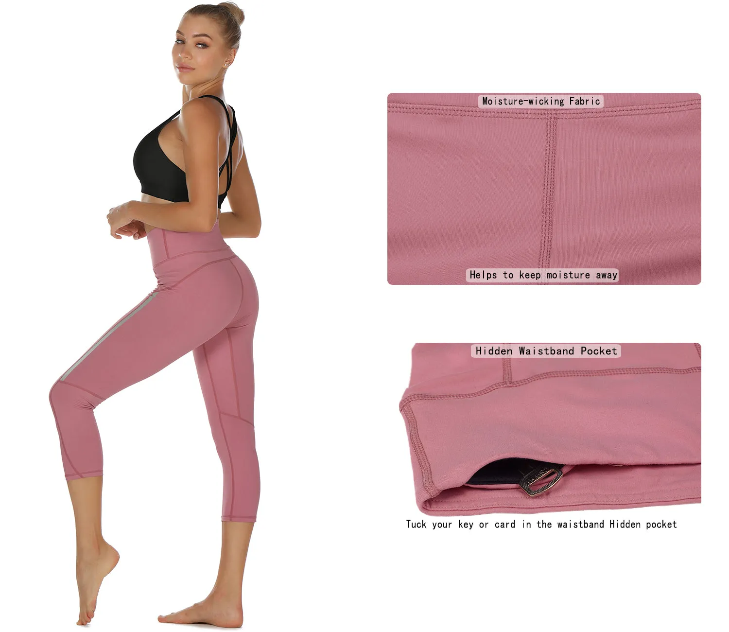 icyzone Capri Yoga Pants for Women High Waisted Workout Athletic Gym Exercise Running Leggings