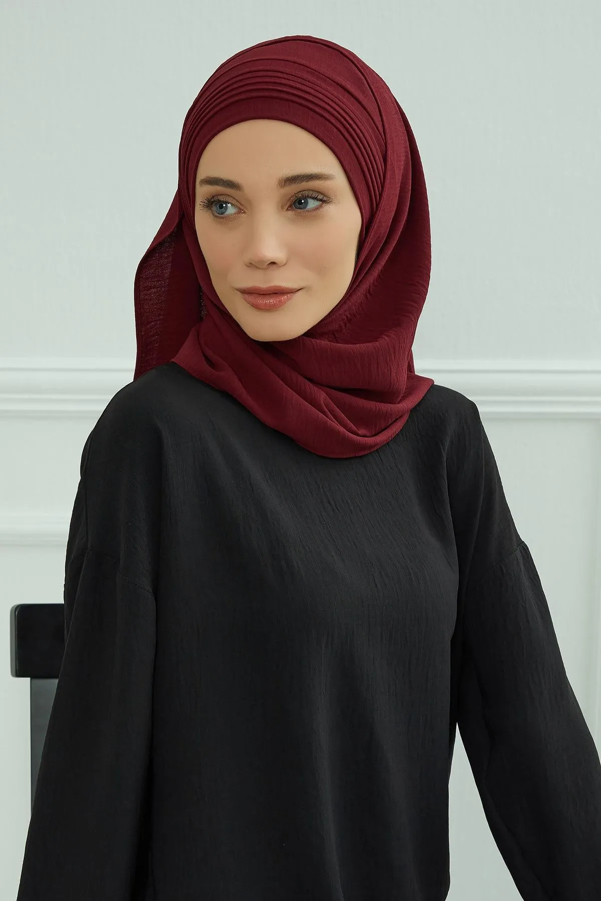 Instant Lightweight Aerobin Shawl Pleated Scarf Head Turbans For Women Headwear Stylish Head Wrap Elegant Design,CPS-90