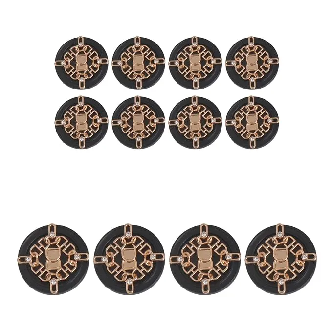 Interwoven Chain Crest Metal Button(8 Small   4 Big)