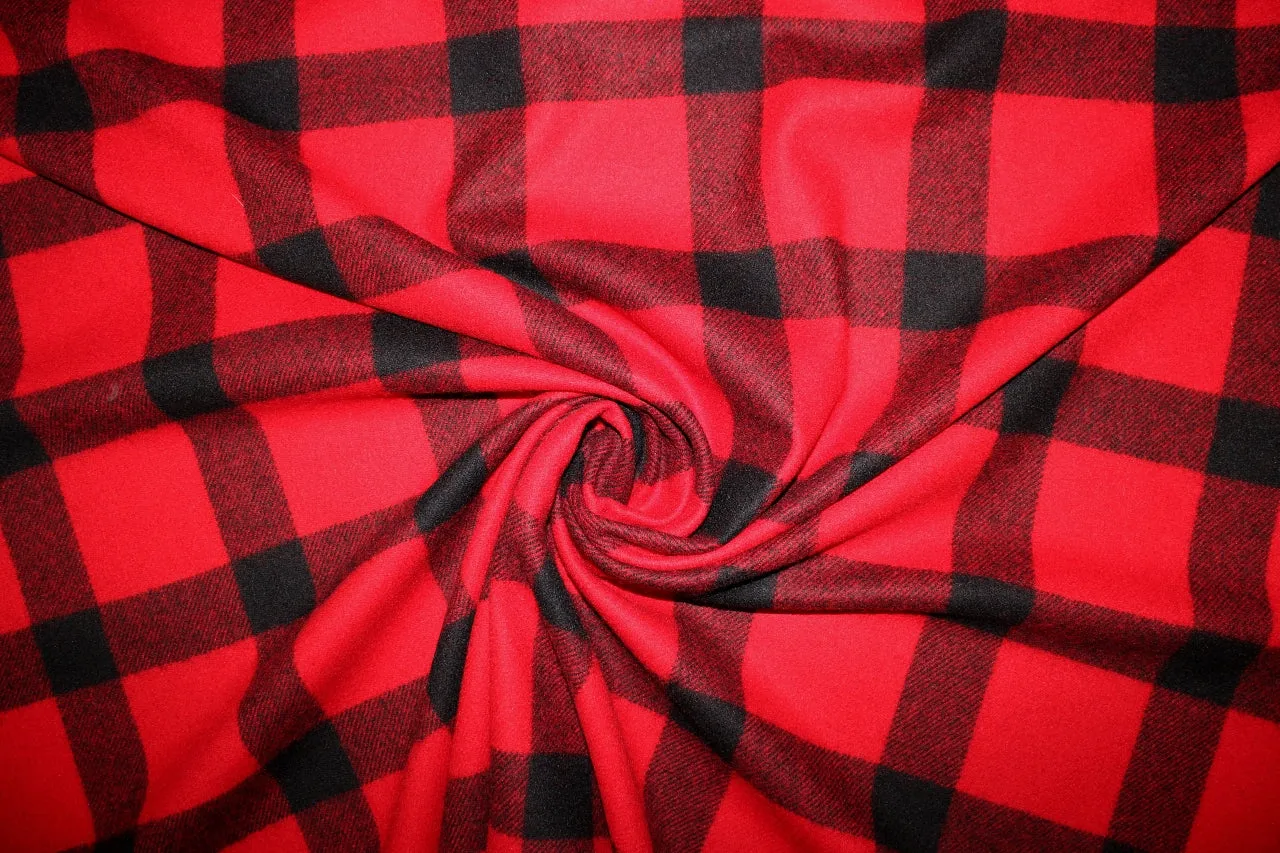 Italian Buffalo-style Wool Plaid - Red/Black