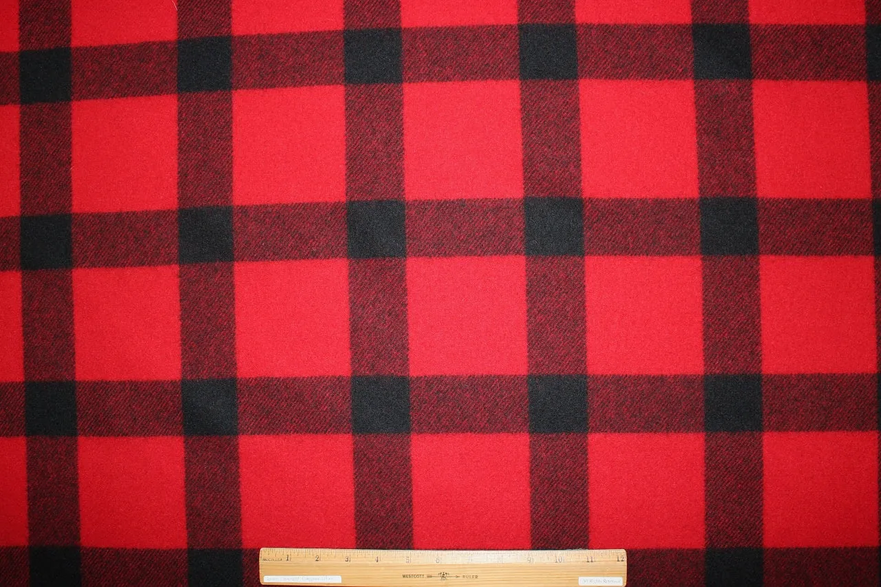 Italian Buffalo-style Wool Plaid - Red/Black