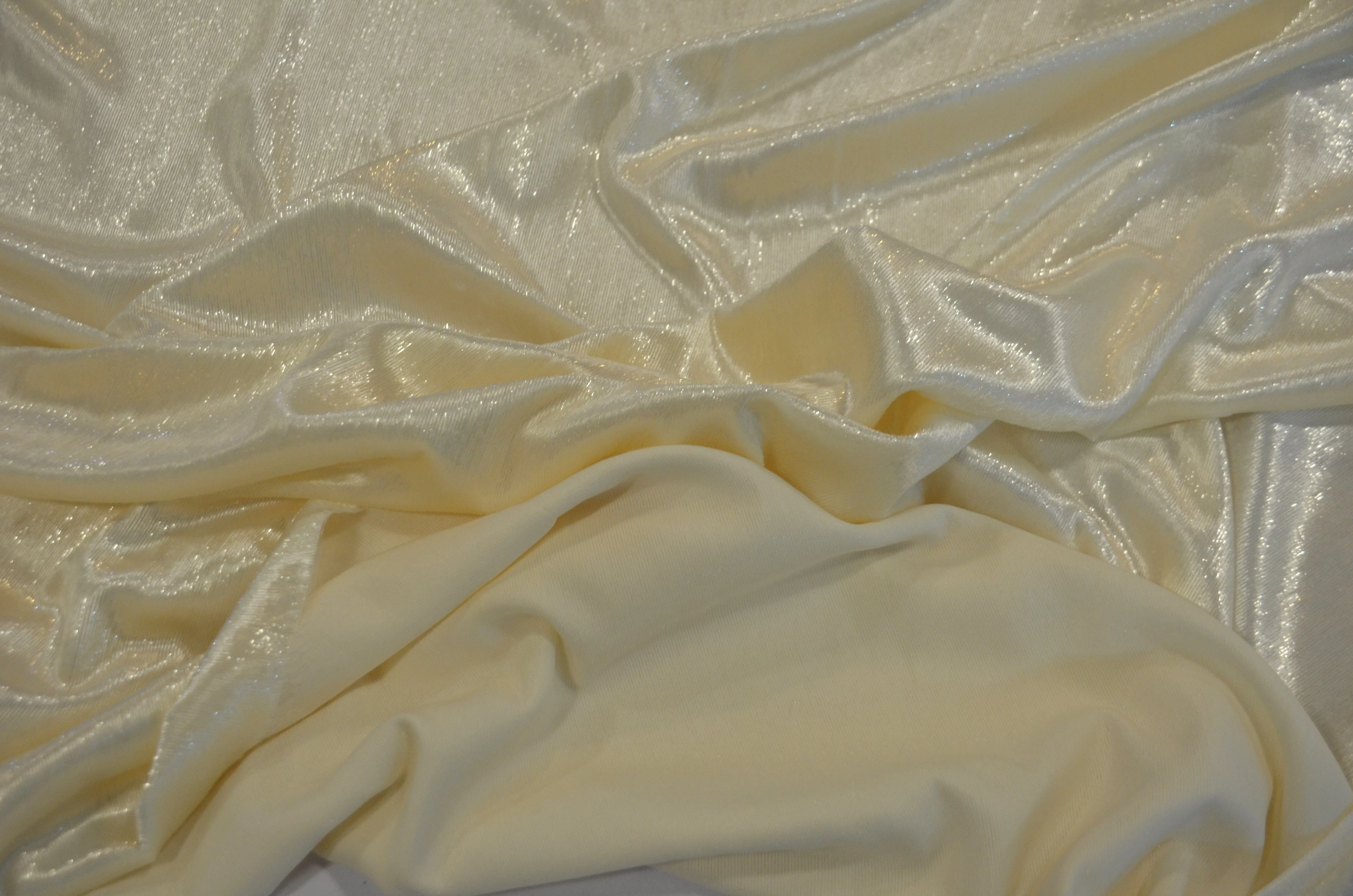 Ivory Silky Velvet with Metallic Lurex | 52" Wide | Polyester Super Soft Lurex Velvet | Soft Metallic Velvet for Dresses, Clothing, Skirts, Costume |