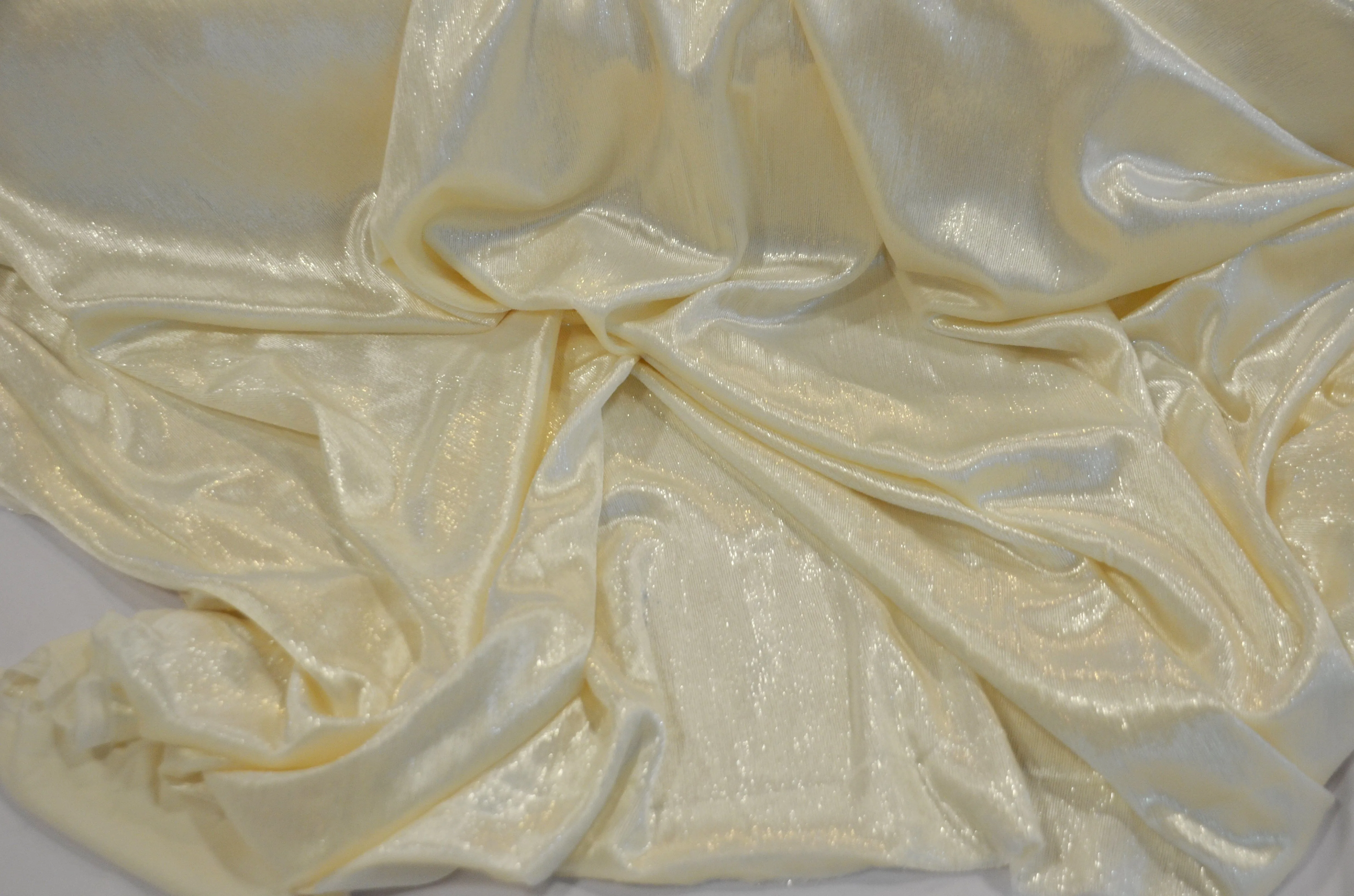 Ivory Silky Velvet with Metallic Lurex | 52" Wide | Polyester Super Soft Lurex Velvet | Soft Metallic Velvet for Dresses, Clothing, Skirts, Costume |