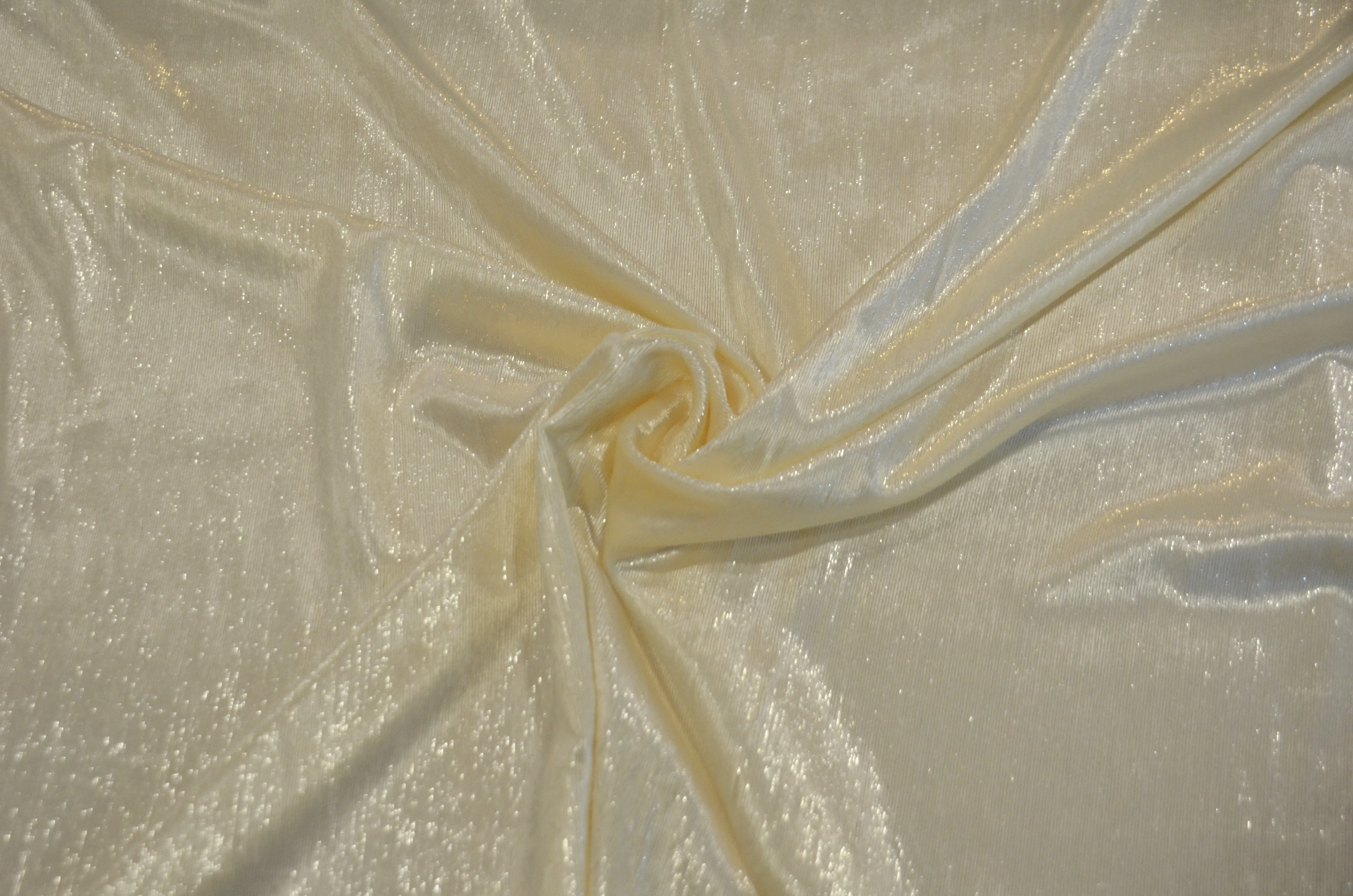 Ivory Silky Velvet with Metallic Lurex | 52" Wide | Polyester Super Soft Lurex Velvet | Soft Metallic Velvet for Dresses, Clothing, Skirts, Costume |