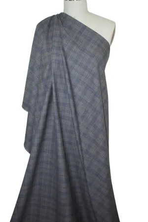 JA Prince of Wales Plaid Tropical Wool - Blue/Gray/Brown