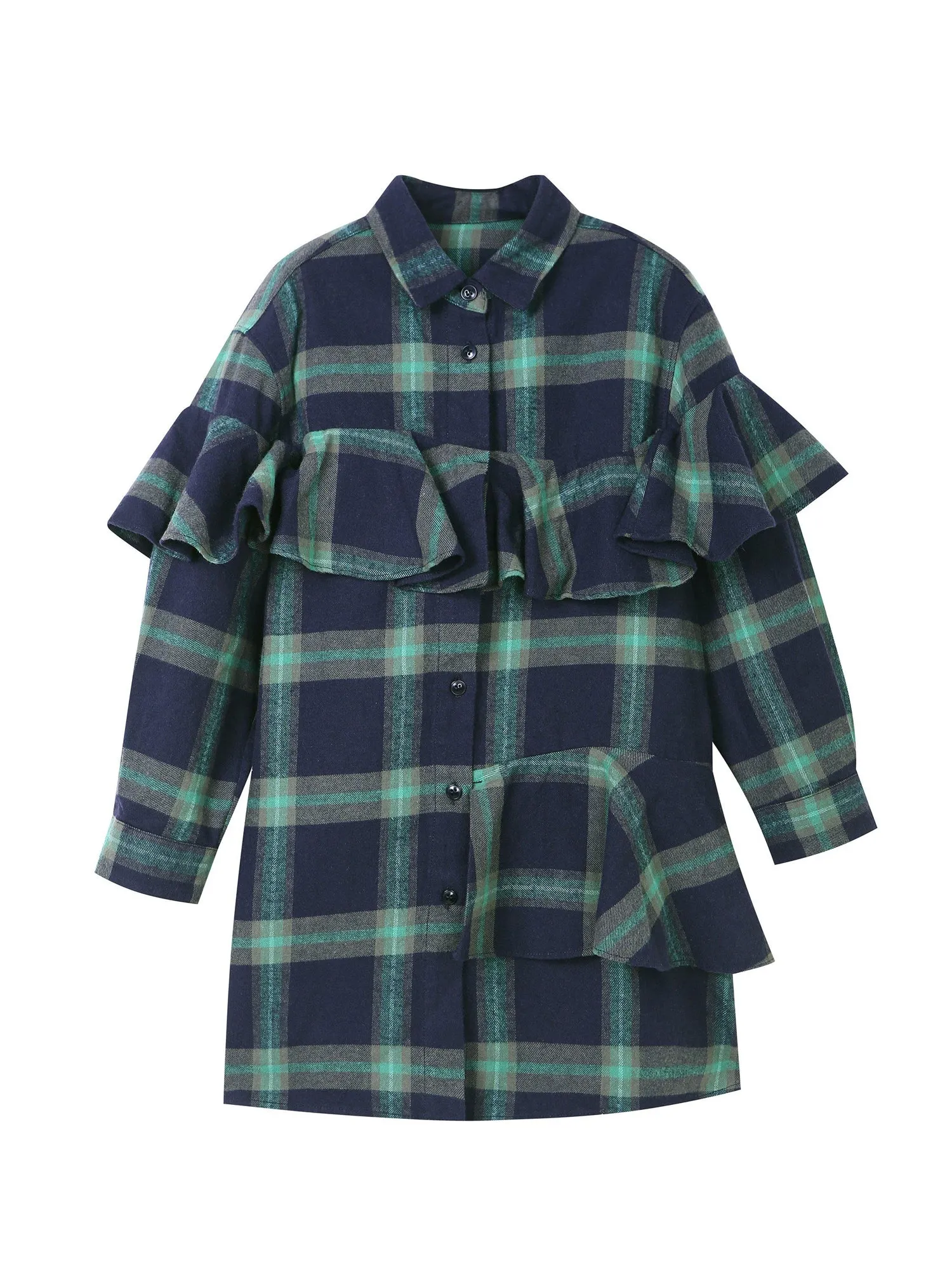 JNBY Kids Plaid Front Ruffle Dress