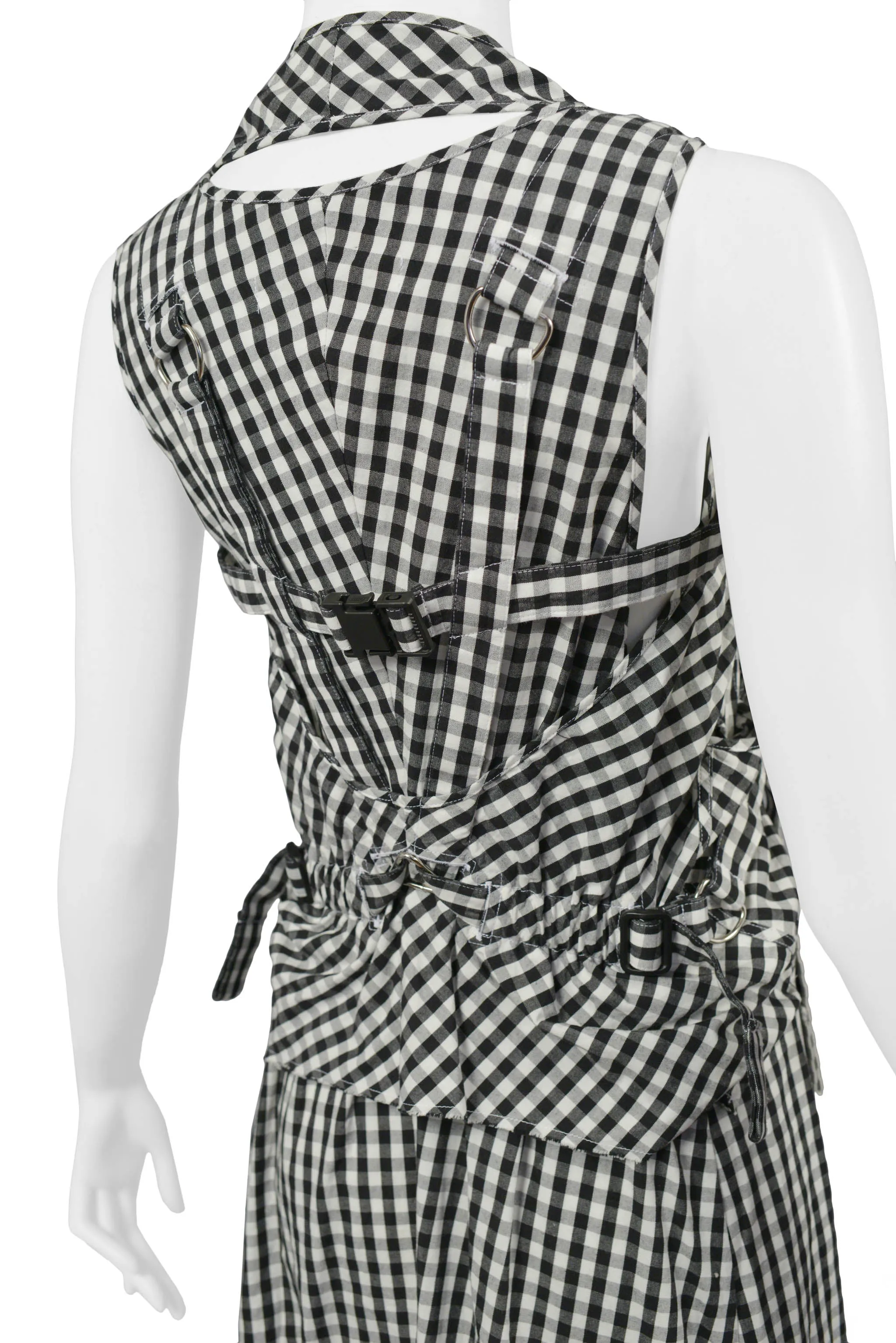 JUNYA WATANABE BLACK & WHITE GINGHAM PARACHUTE DRESS 2003