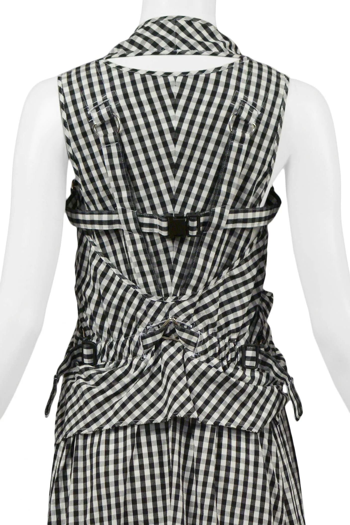 JUNYA WATANABE BLACK & WHITE GINGHAM PARACHUTE DRESS 2003