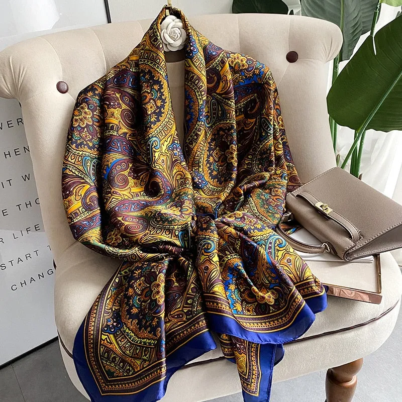 Lady Luxury Silk Scarf Foulard Female Hijab 2022 Brand Print Women Summer New Polyester Pashmina Hijab Bufanda Stoles