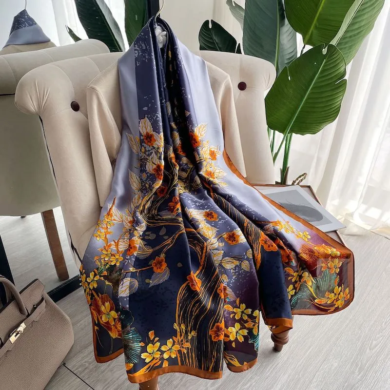 Lady Luxury Silk Scarf Foulard Female Hijab 2022 Brand Print Women Summer New Polyester Pashmina Hijab Bufanda Stoles