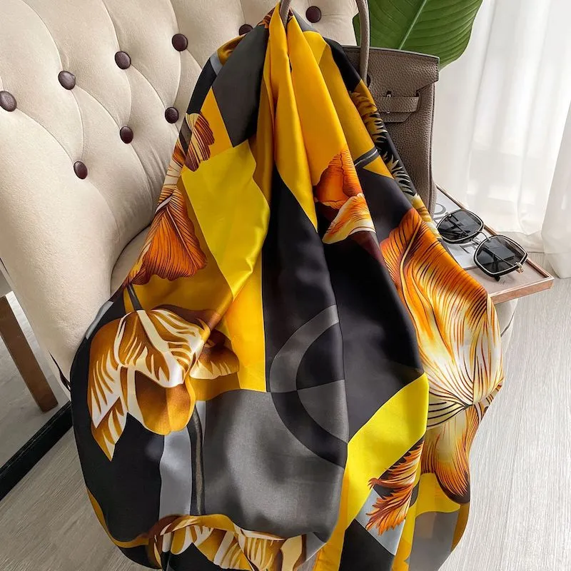 Lady Luxury Silk Scarf Foulard Female Hijab 2022 Brand Print Women Summer New Polyester Pashmina Hijab Bufanda Stoles