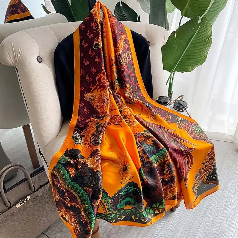 Lady Luxury Silk Scarf Foulard Female Hijab 2022 Brand Print Women Summer New Polyester Pashmina Hijab Bufanda Stoles