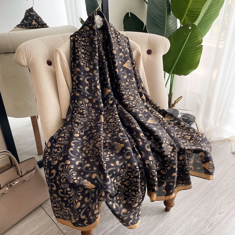 Lady Luxury Silk Scarf Foulard Female Hijab 2022 Brand Print Women Summer New Polyester Pashmina Hijab Bufanda Stoles