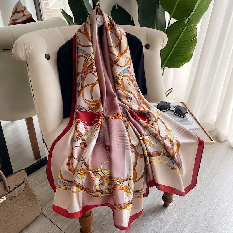 Lady Luxury Silk Scarf Foulard Female Hijab 2022 Brand Print Women Summer New Polyester Pashmina Hijab Bufanda Stoles