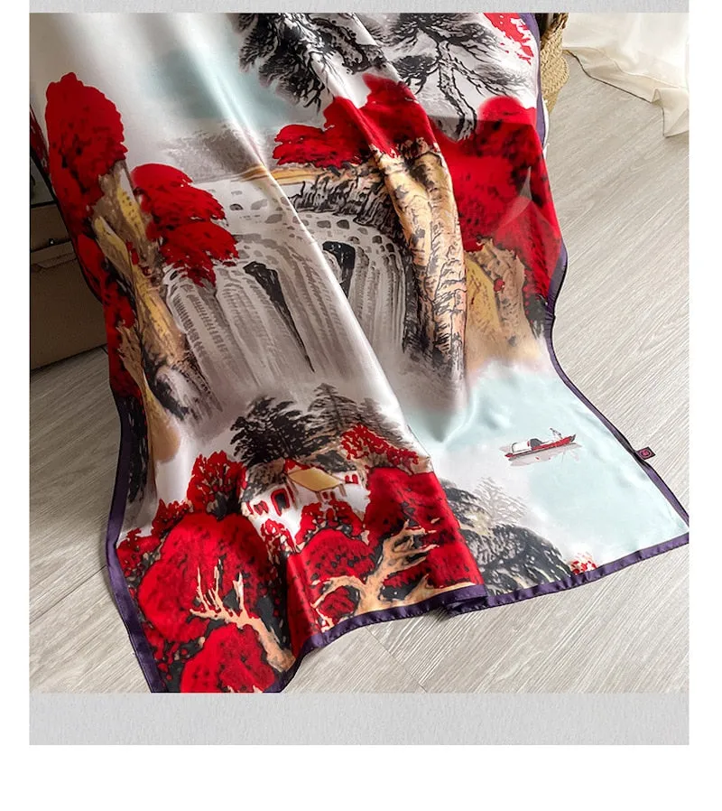 Lady Luxury Silk Scarf Foulard Female Hijab 2022 Brand Print Women Summer New Polyester Pashmina Hijab Bufanda Stoles