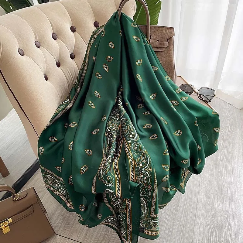 Lady Luxury Silk Scarf Foulard Female Hijab 2022 Brand Print Women Summer New Polyester Pashmina Hijab Bufanda Stoles