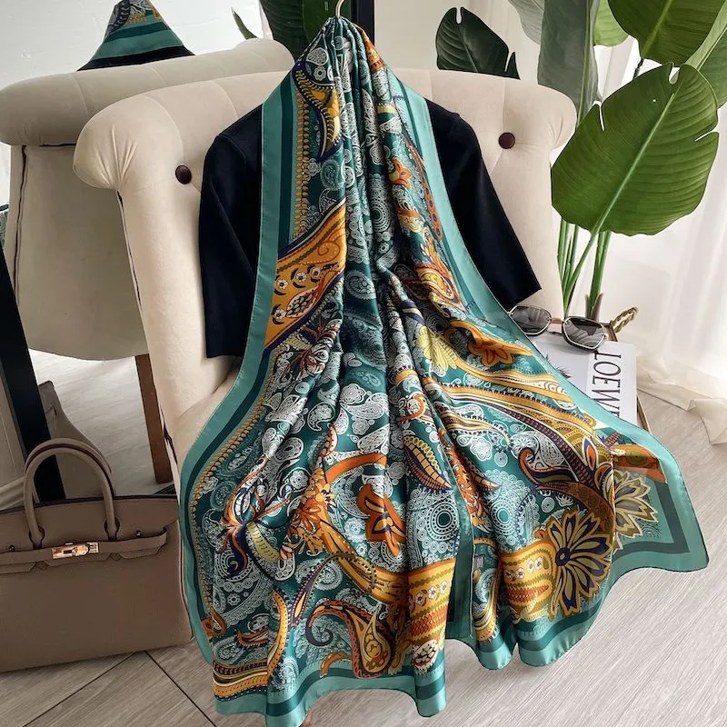 Lady Luxury Silk Scarf Foulard Female Hijab 2022 Brand Print Women Summer New Polyester Pashmina Hijab Bufanda Stoles