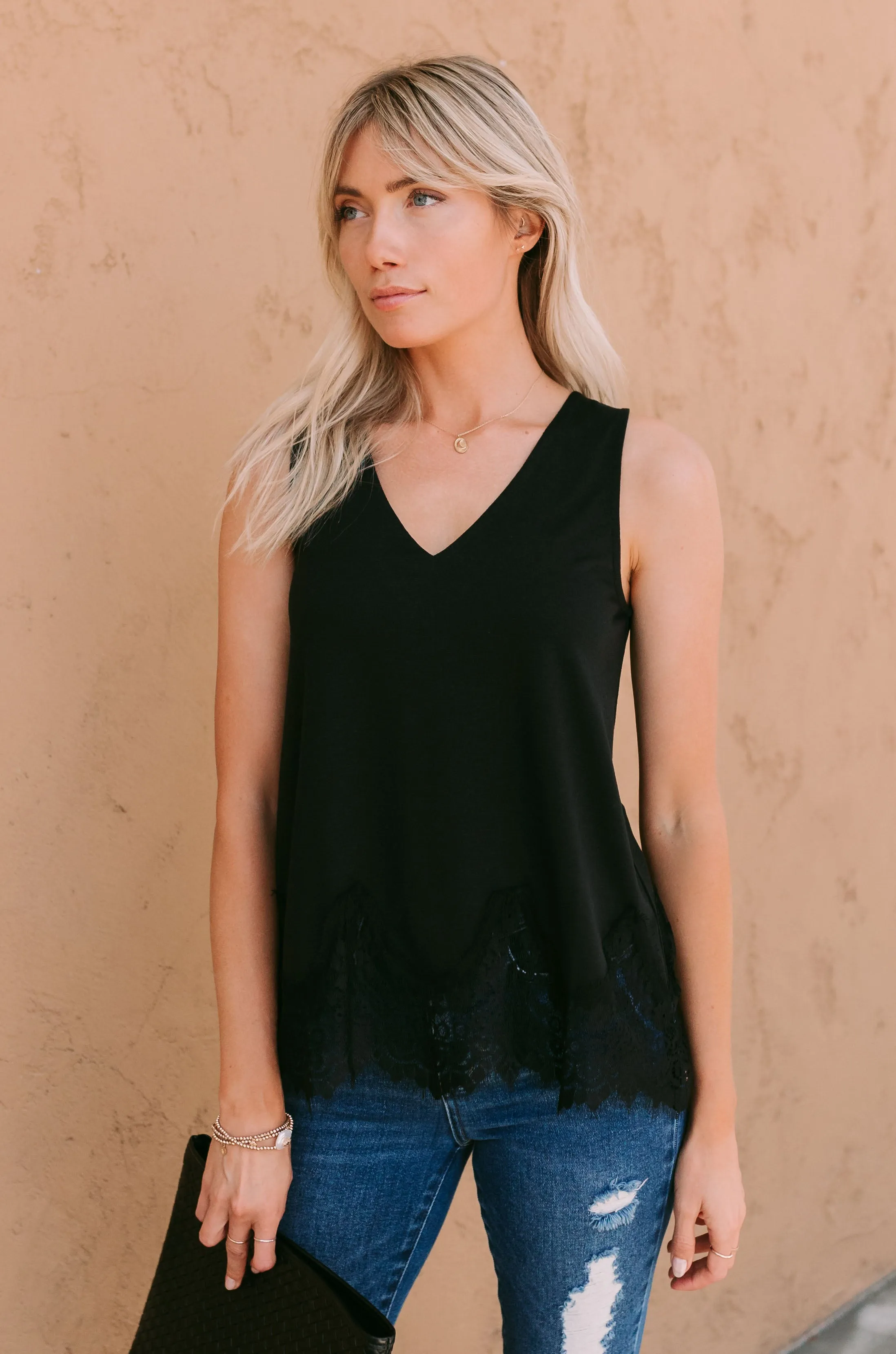 Lia Lace Hem Tank