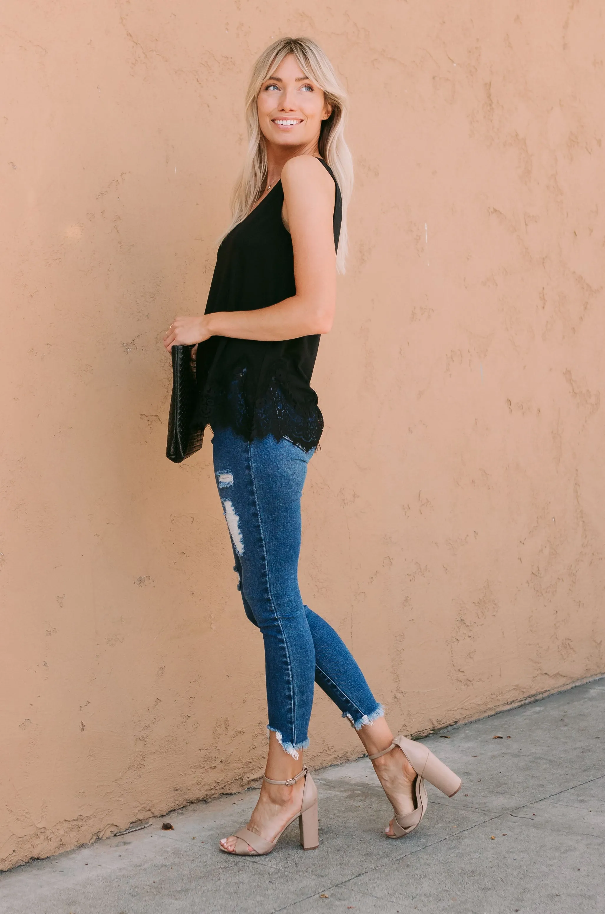 Lia Lace Hem Tank