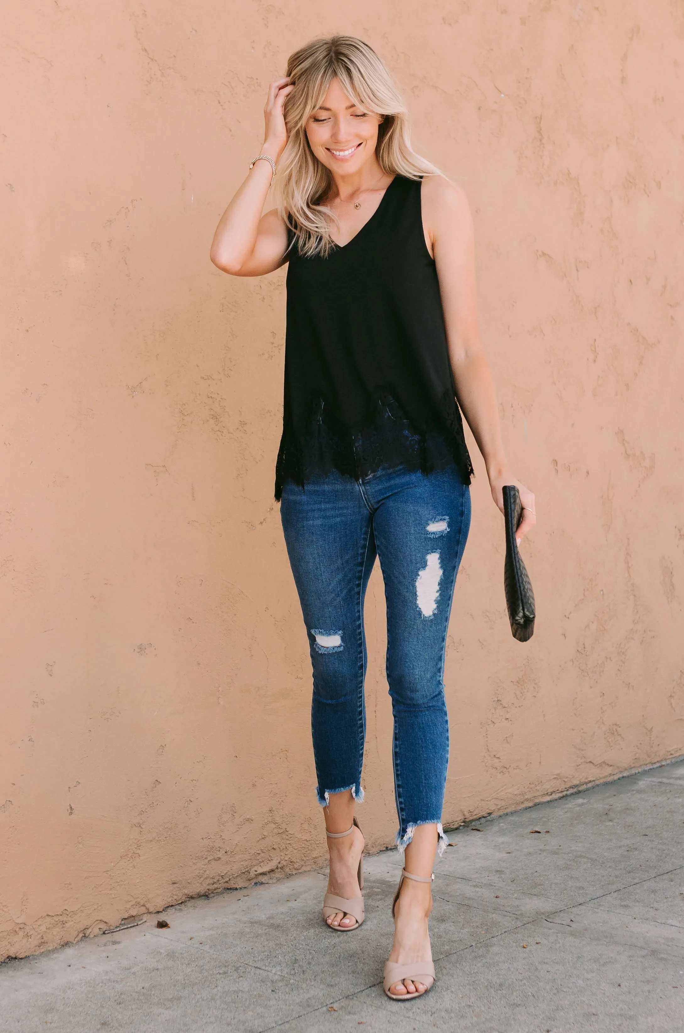 Lia Lace Hem Tank