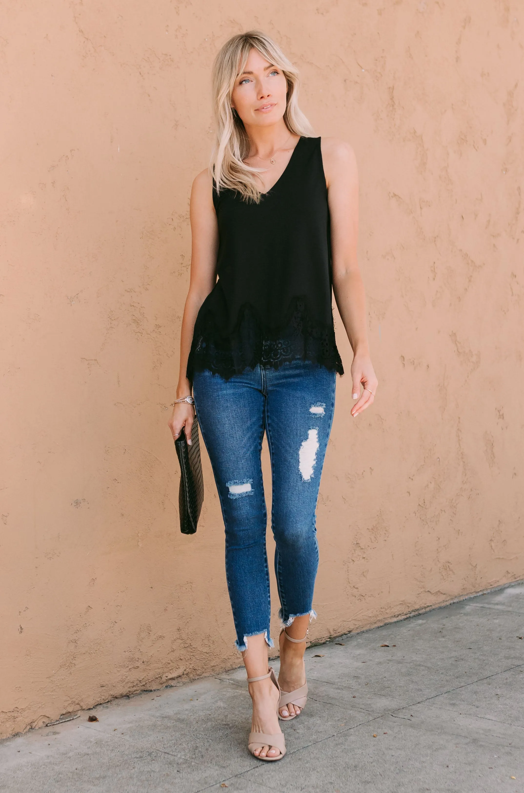 Lia Lace Hem Tank