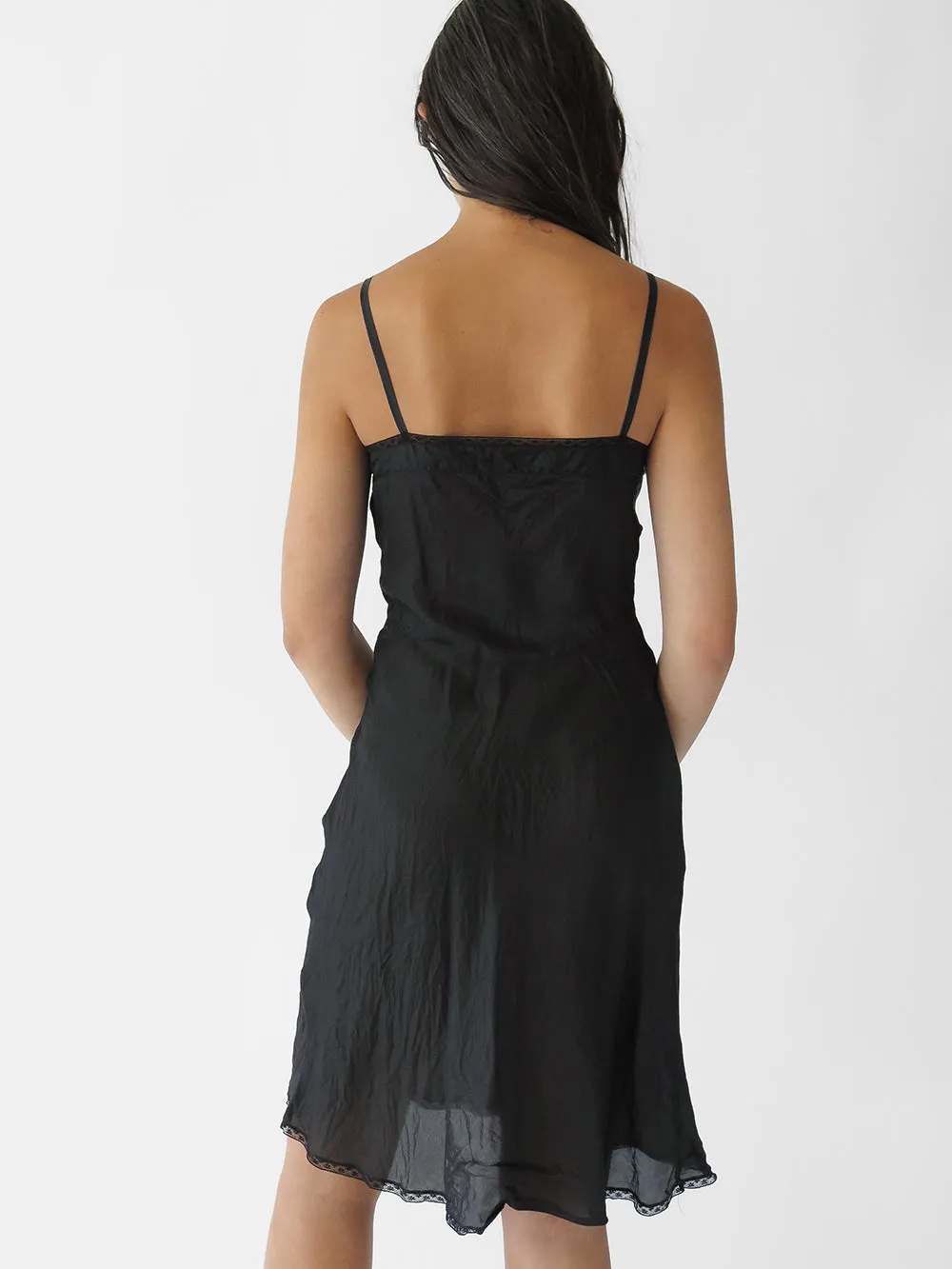 Lola Silk Slip Dress in Black