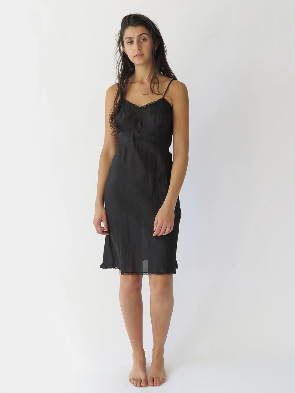 Lola Silk Slip Dress in Black