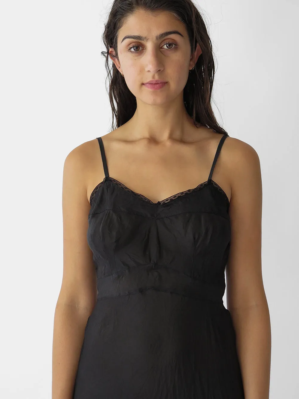 Lola Silk Slip Dress in Black