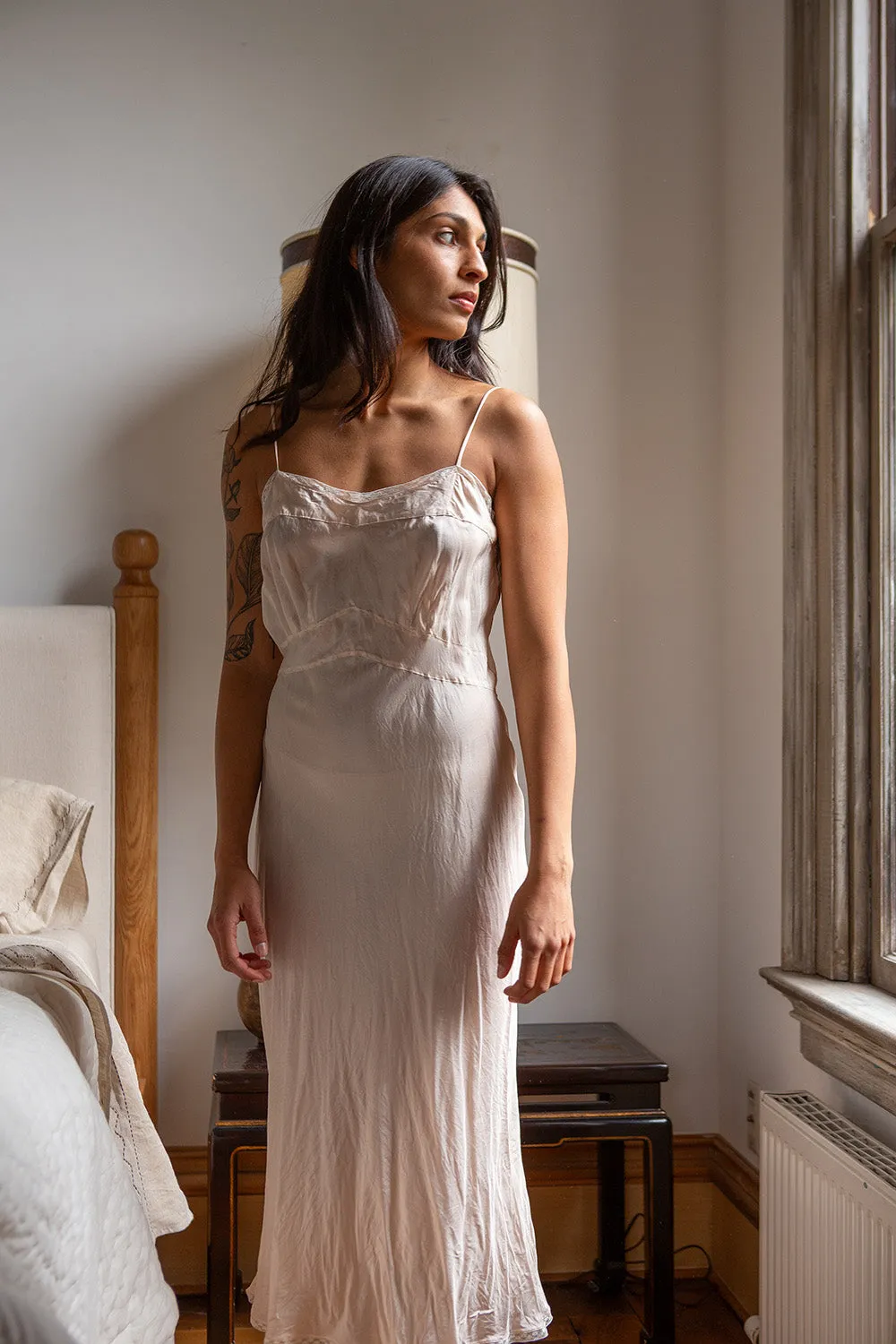 Long Lola Silk Slip Dress in Blush