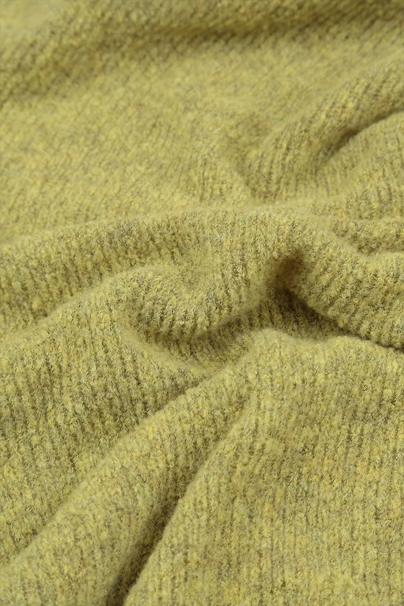 Long Open Golden Lime Wool Cardigan