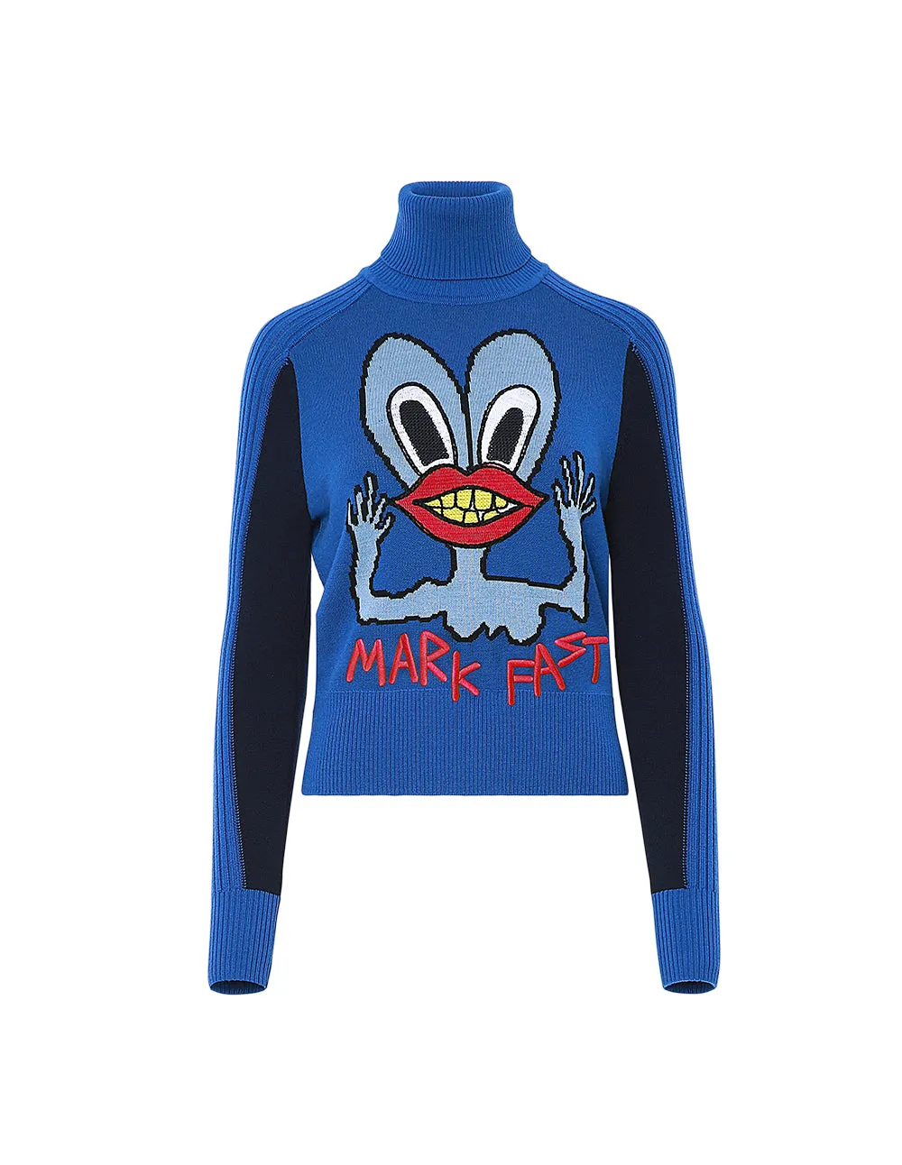 MARK FAST Women MF Blue Little Monster Long Sleeve Sweater