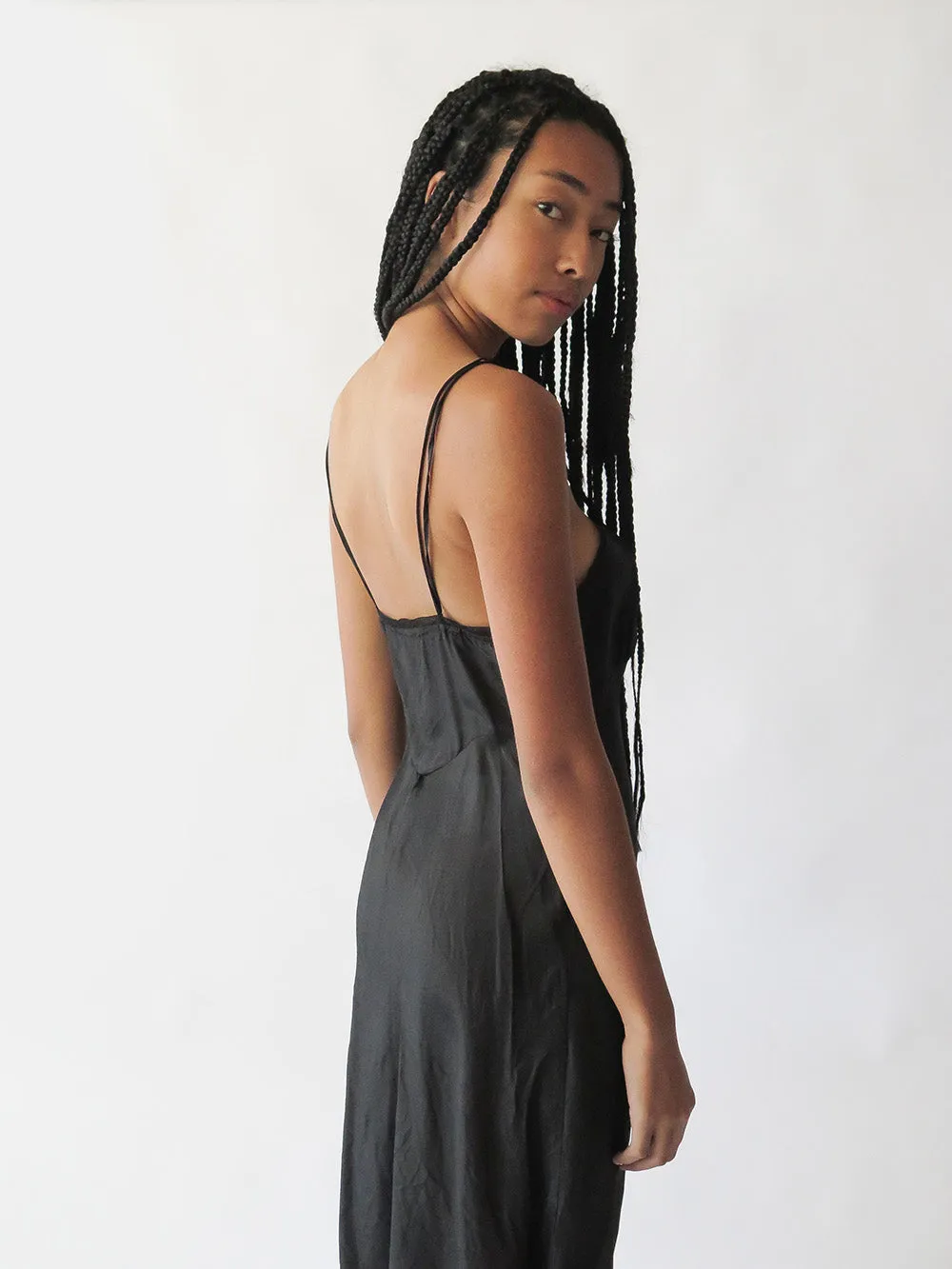 Maude Silk Slip Dress in Black