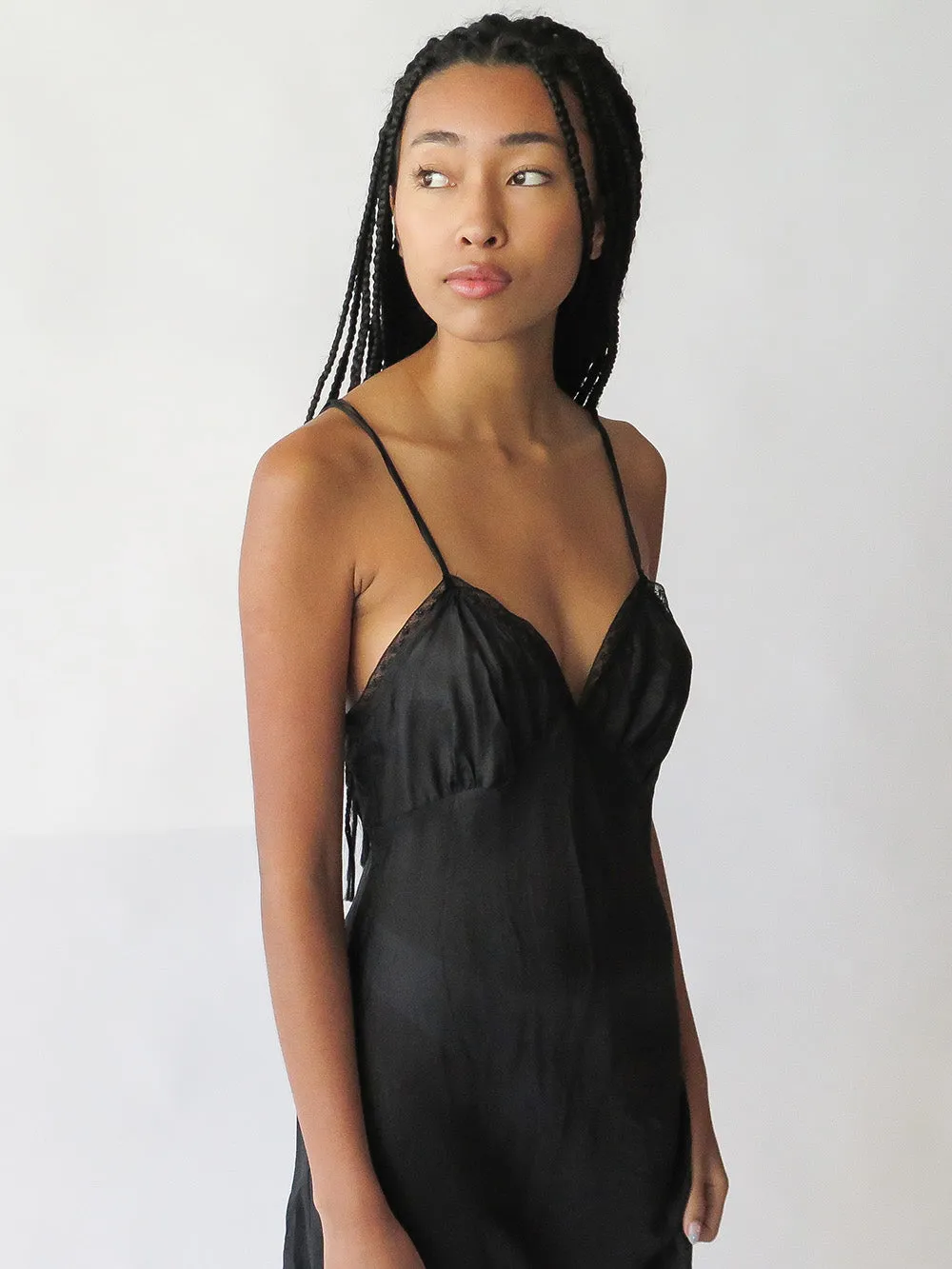 Maude Silk Slip Dress in Black