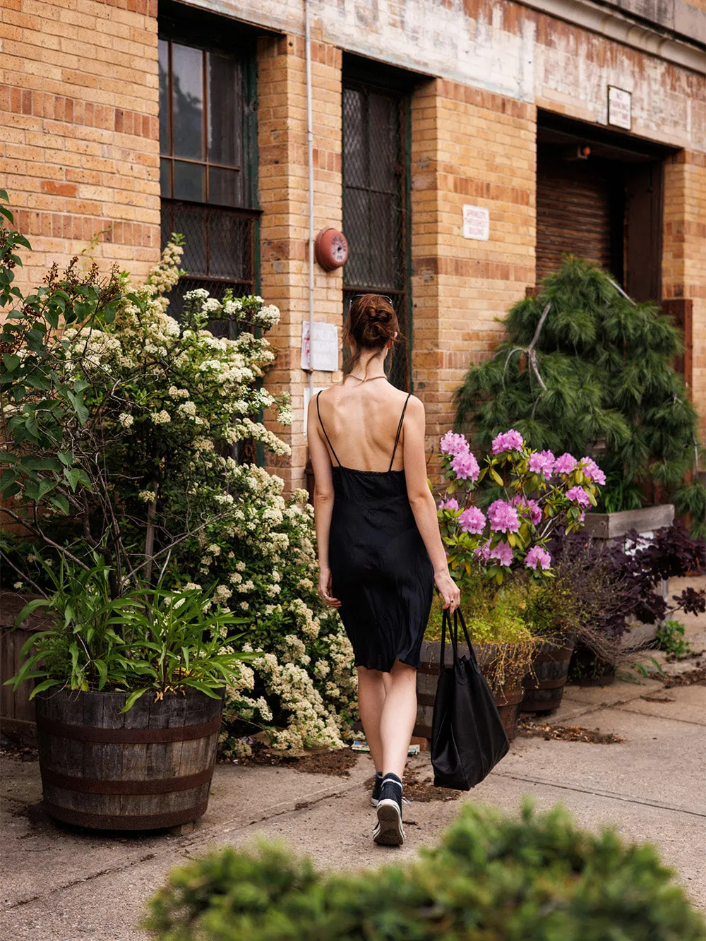 Maude Silk Slip Dress in Black