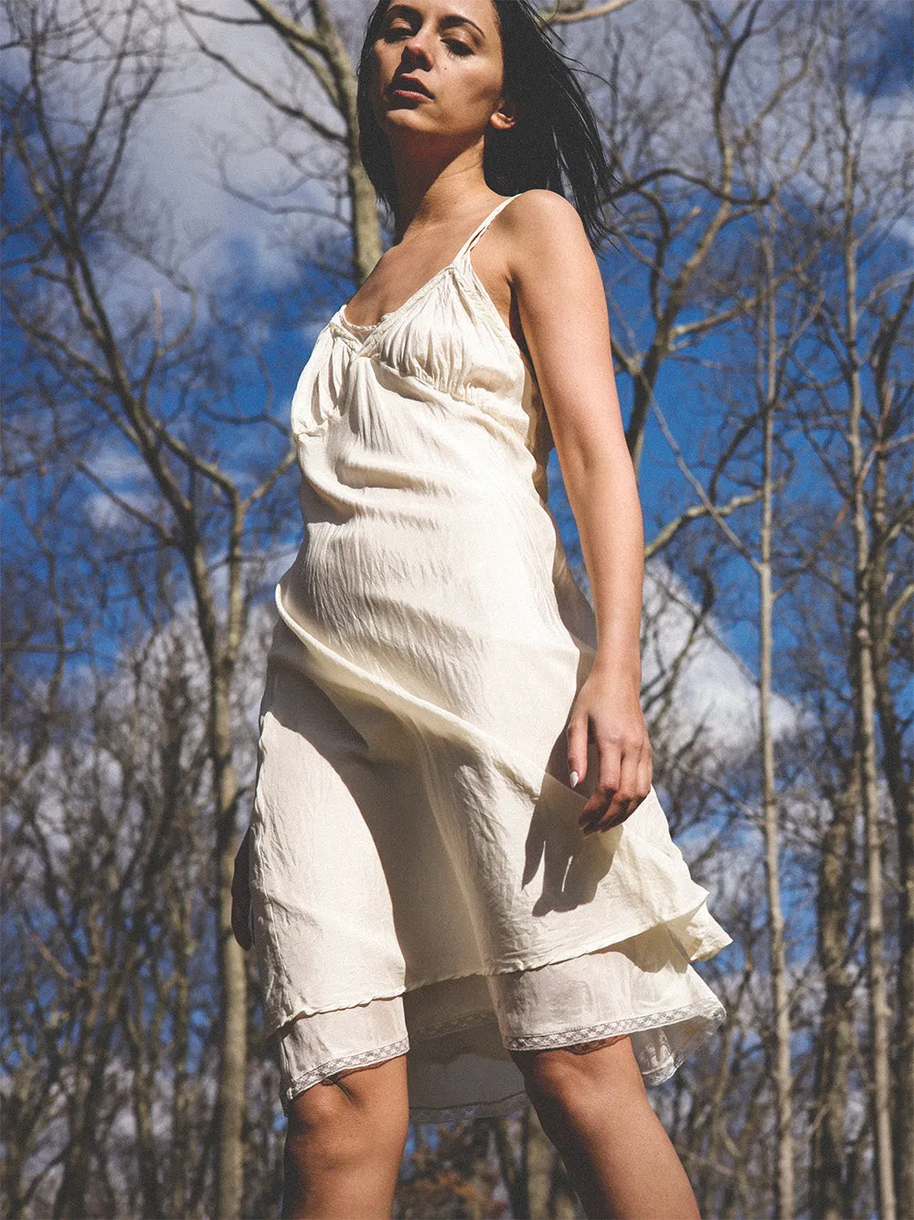 Maude Silk Slip Dress in Ivory