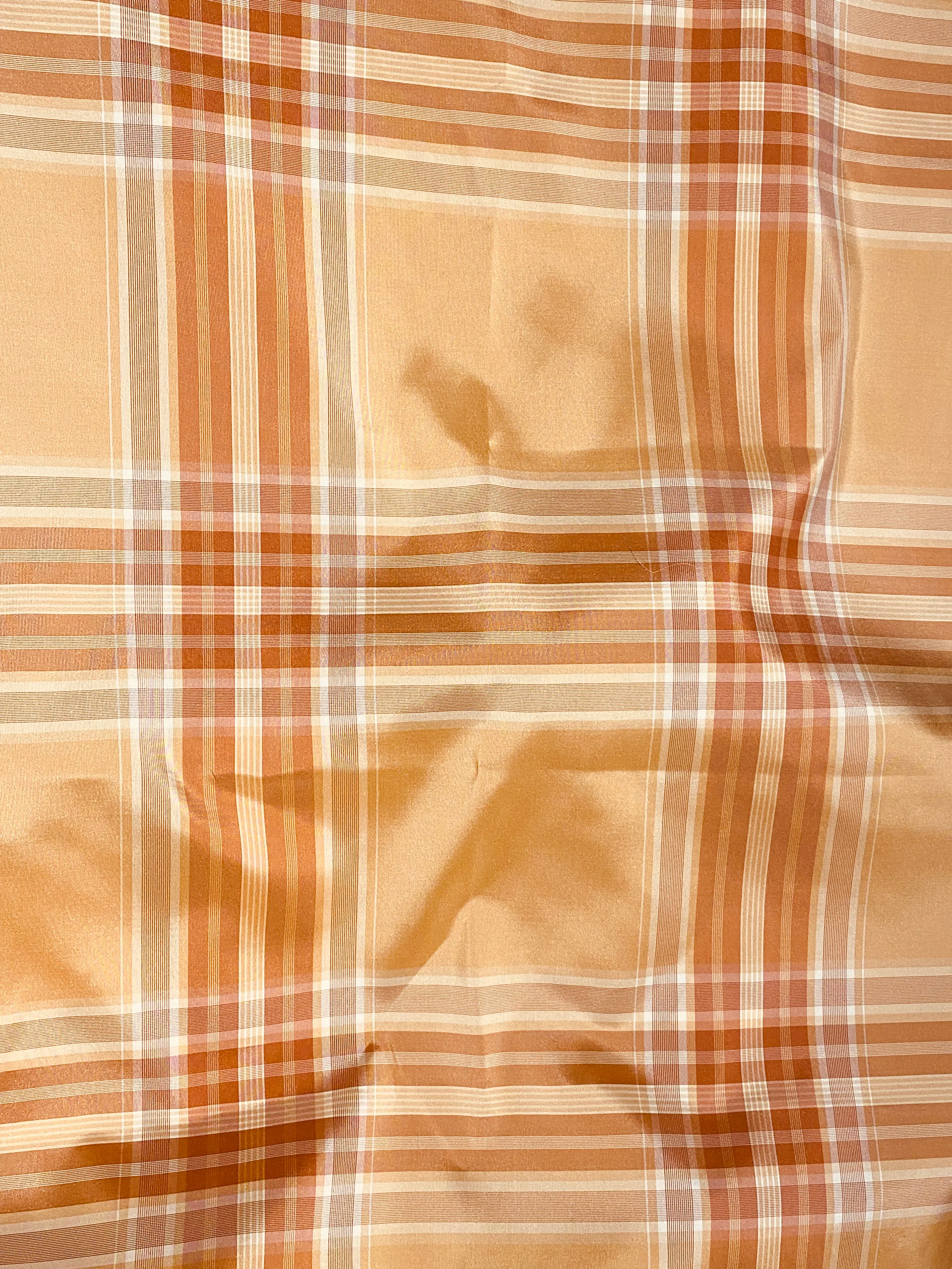 NEW Lady Pippy 100% Silk Taffeta Peach Plaid Fabric SB_6_34