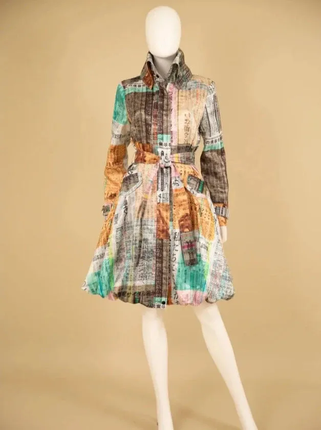 Newsprint Bubble Coat Dress